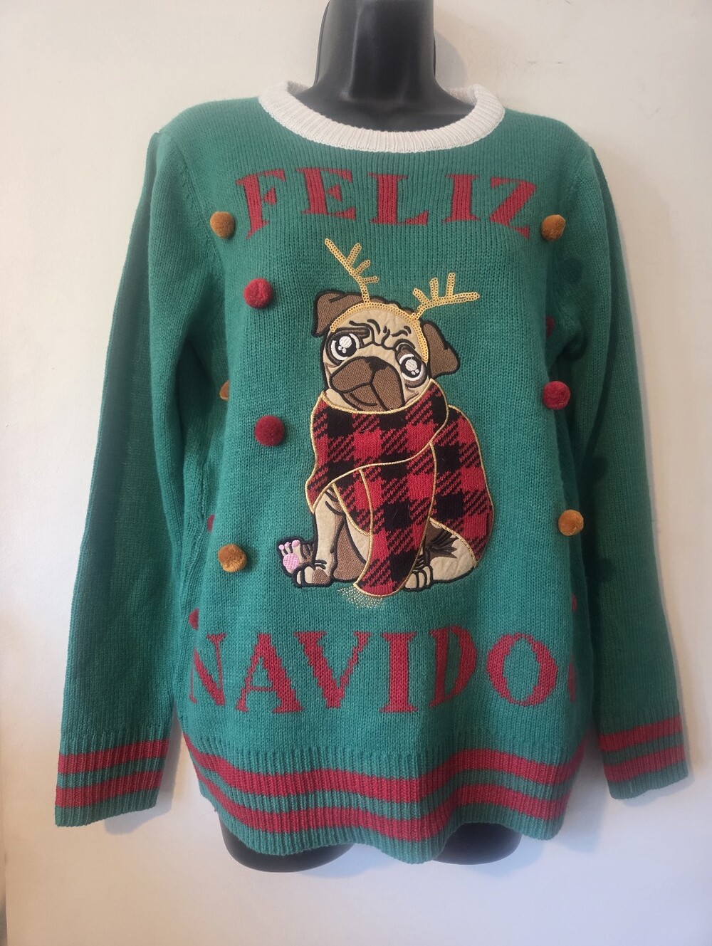 Adorable Pug Christmas Sweater Feliz Navidog!